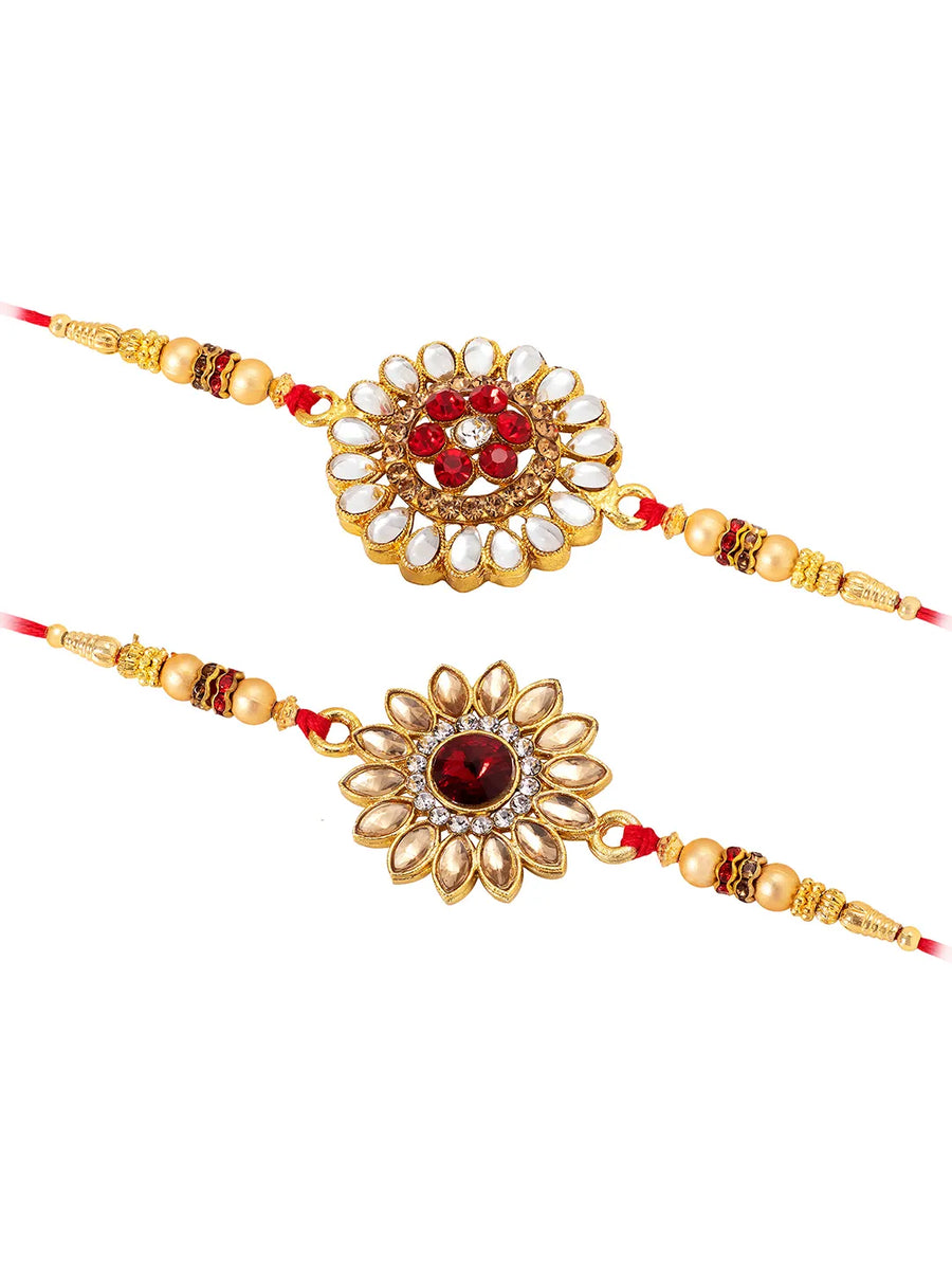 Peora Handcrafted Kundan Rakhi with Beads Charm