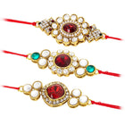 Peora Kundan Rakhi Set with Pearl Touch