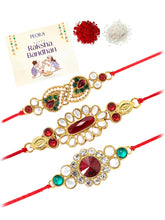 Peora Kundan & Emerald Touch Rakhi Combo Pack