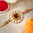 Crystal Kundan Rakhi with Beads Shine
