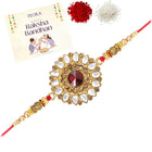 Crystal Kundan Rakhi with Beads Shine