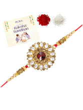 Crystal Kundan Rakhi with Beads Shine