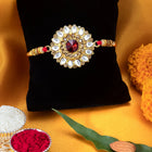 Crystal Kundan Rakhi with Beads Shine