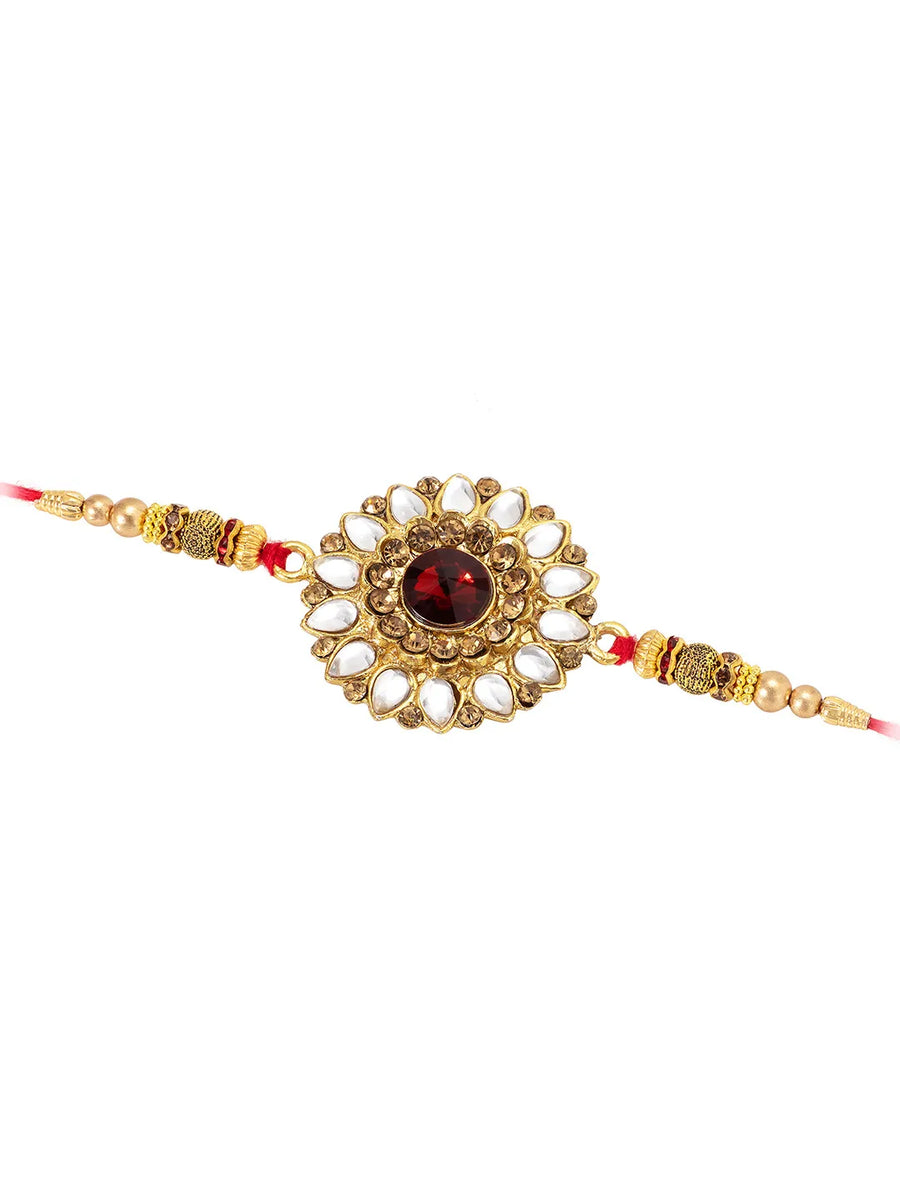 Crystal Kundan Rakhi with Beads Shine