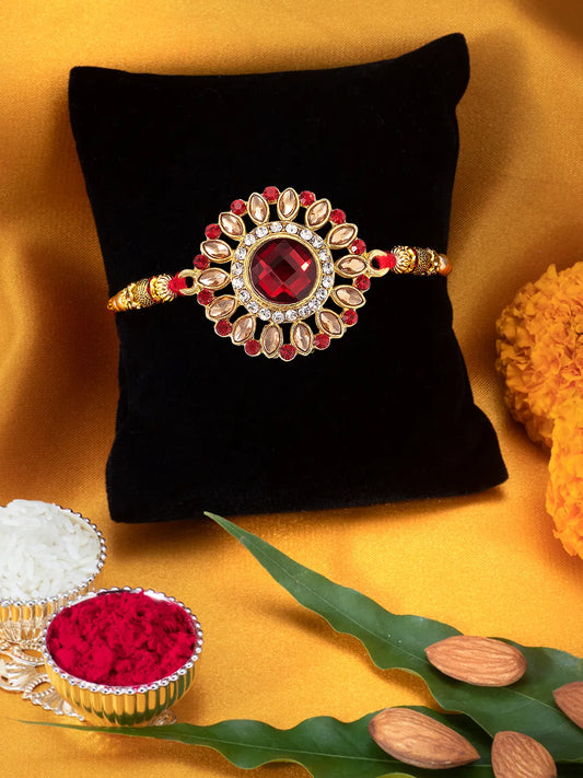 Royal Kundan Rakhi with Decorative Beads
