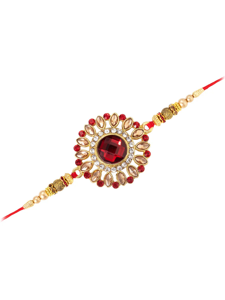 Royal Kundan Rakhi with Decorative Beads