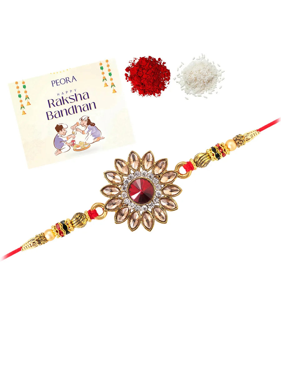 Kundan Crystal Shine Rakhi for Bhai