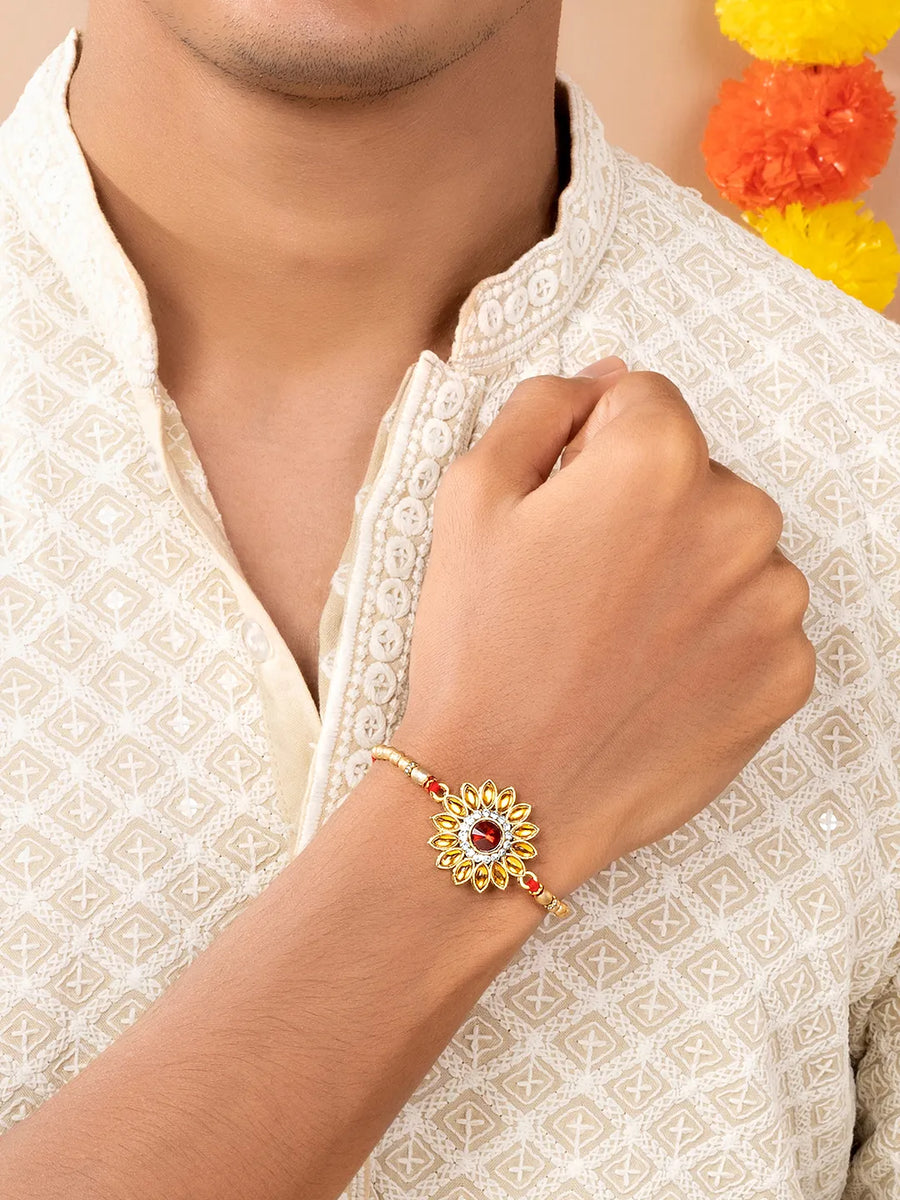 Kundan Crystal Shine Rakhi for Bhai