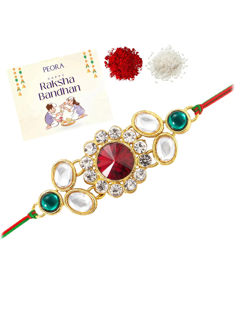 Peora Shining Kundan Thread for Rakhi Day
