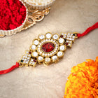 Peora Rakhi for Brother with Kundan Charm