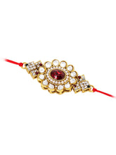 Peora Rakhi for Brother with Kundan Charm