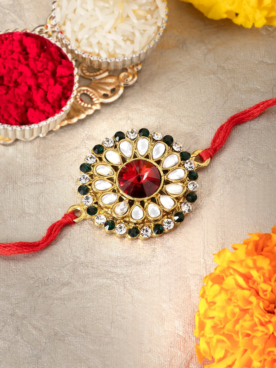Graceful Kundan Rakhi for Rakshabandhan
