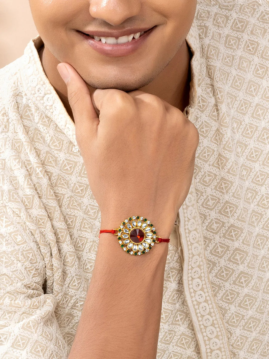 Graceful Kundan Rakhi for Rakshabandhan