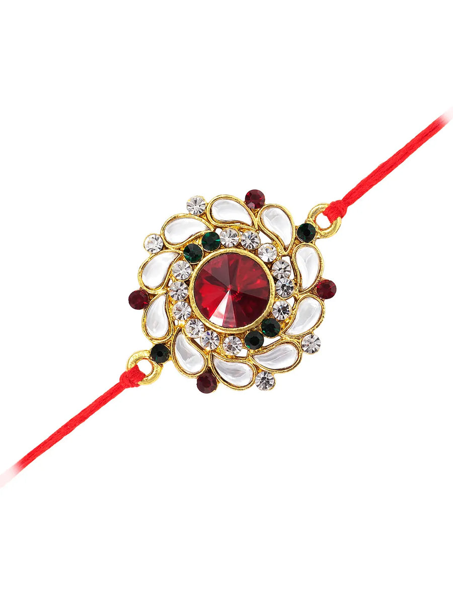 Blooming Floral Rakhi with Kundan Shine