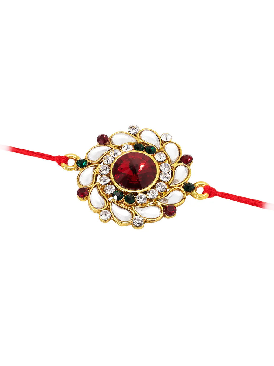 Blooming Floral Rakhi with Kundan Shine