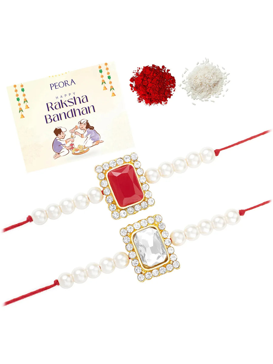 Peora Pearl & Crystal Glow Rakhi Thread