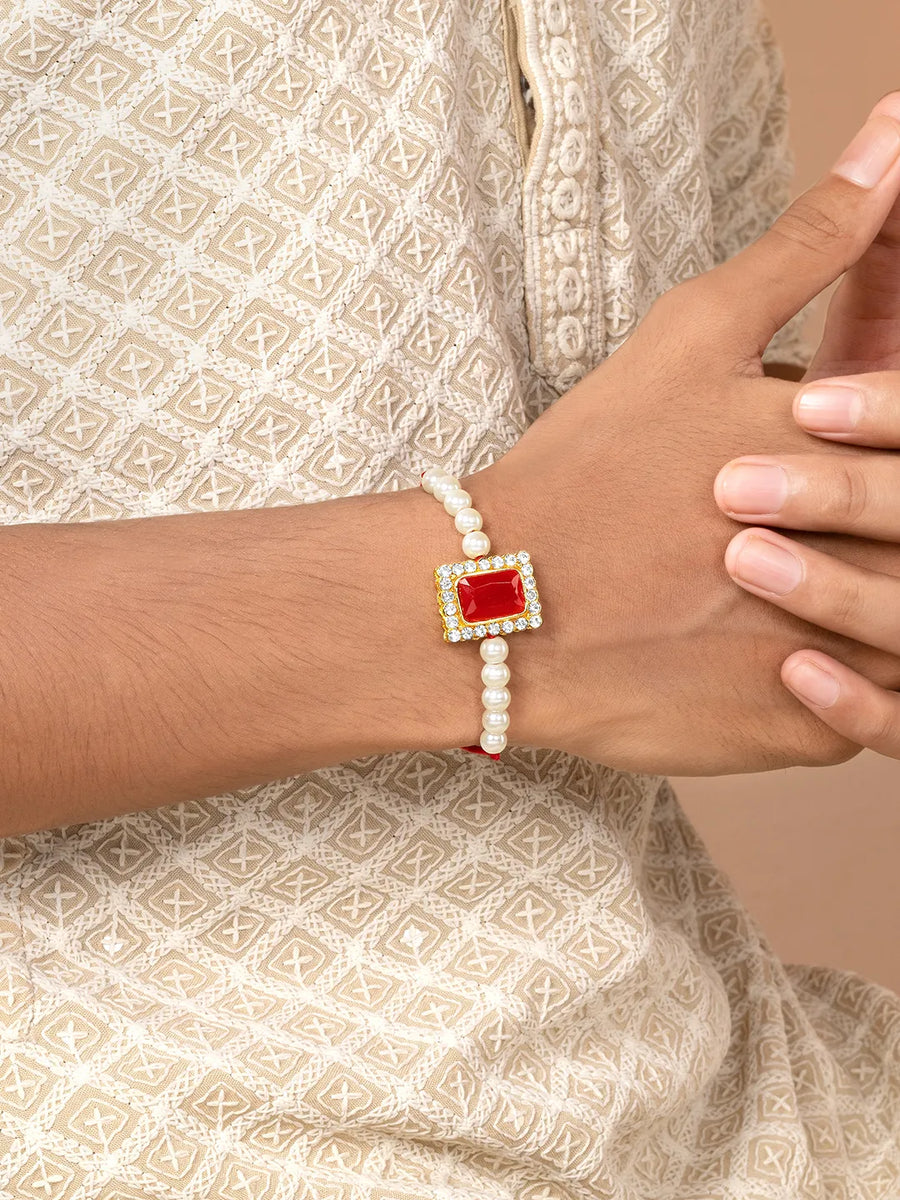 Peora Pearl & Crystal Glow Rakhi Thread