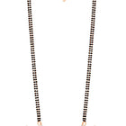 Stunning Radiant CZ Mangalsutra Set. Rose gold CZ mangalsutra set with black beads and matching earrings, in teardrop shape.