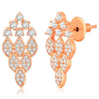 Stunning Radiant CZ Mangalsutra Set. Rose gold CZ mangalsutra set with black beads and matching earrings, in teardrop shape.