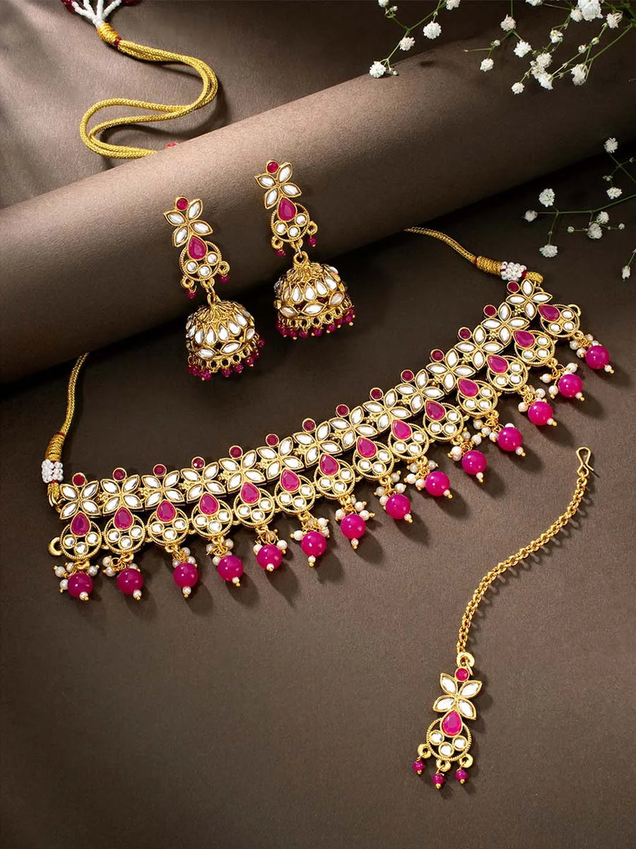 Captivating Magenta Necklace Set