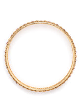 Marquise CZ Textured Bangle Set in Gold - Rani Pink featuring Faux Ruby  bangle set 
