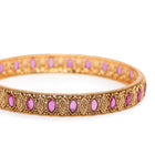 Marquise CZ Textured Bangle Set in Gold - Rani Pink featuring Faux Ruby  bangle set 
