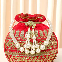 Drawstring Potli with Zari Embroidery