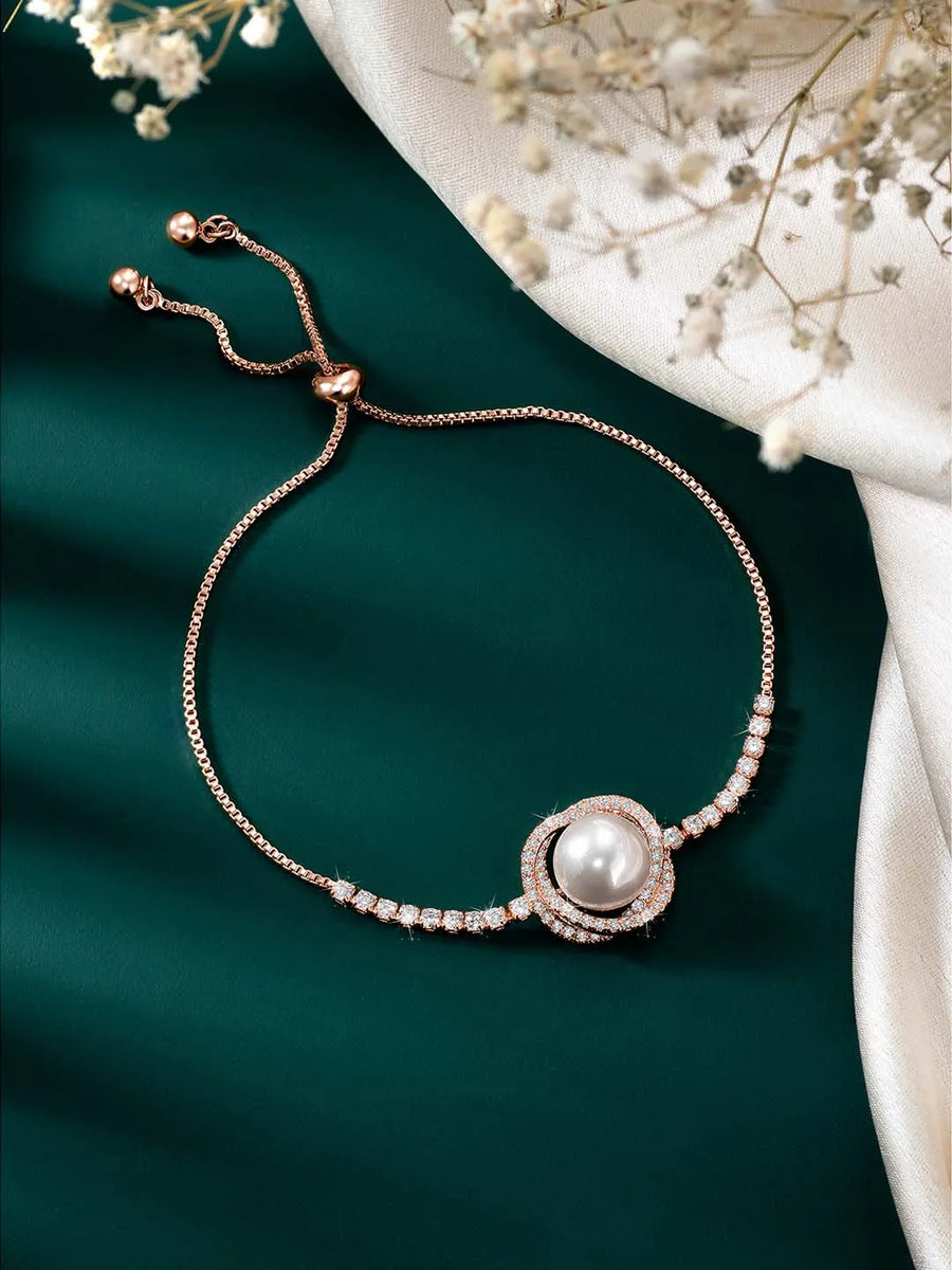 Pearls Adjustable CZ Bracelet by Peora – Elegant Fashion Jewellery

