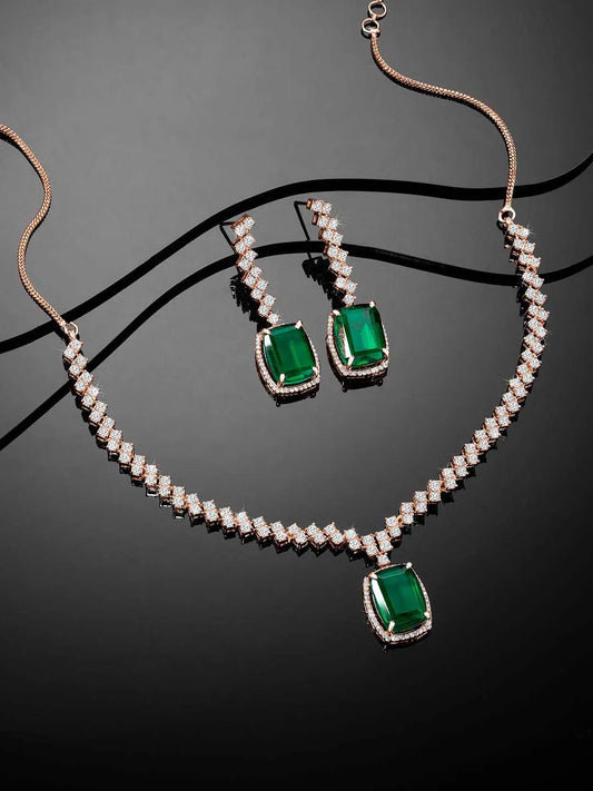 CZ Crystal Necklace Set – Radiant Crystal Jewellery by Peora
