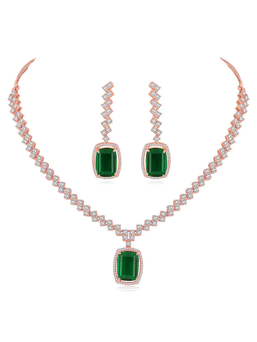 CZ Crystal Necklace Set – Radiant Crystal Jewellery by Peora
