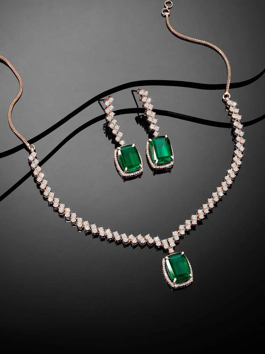 CZ Crystal Necklace Set – Radiant Crystal Jewellery by Peora
