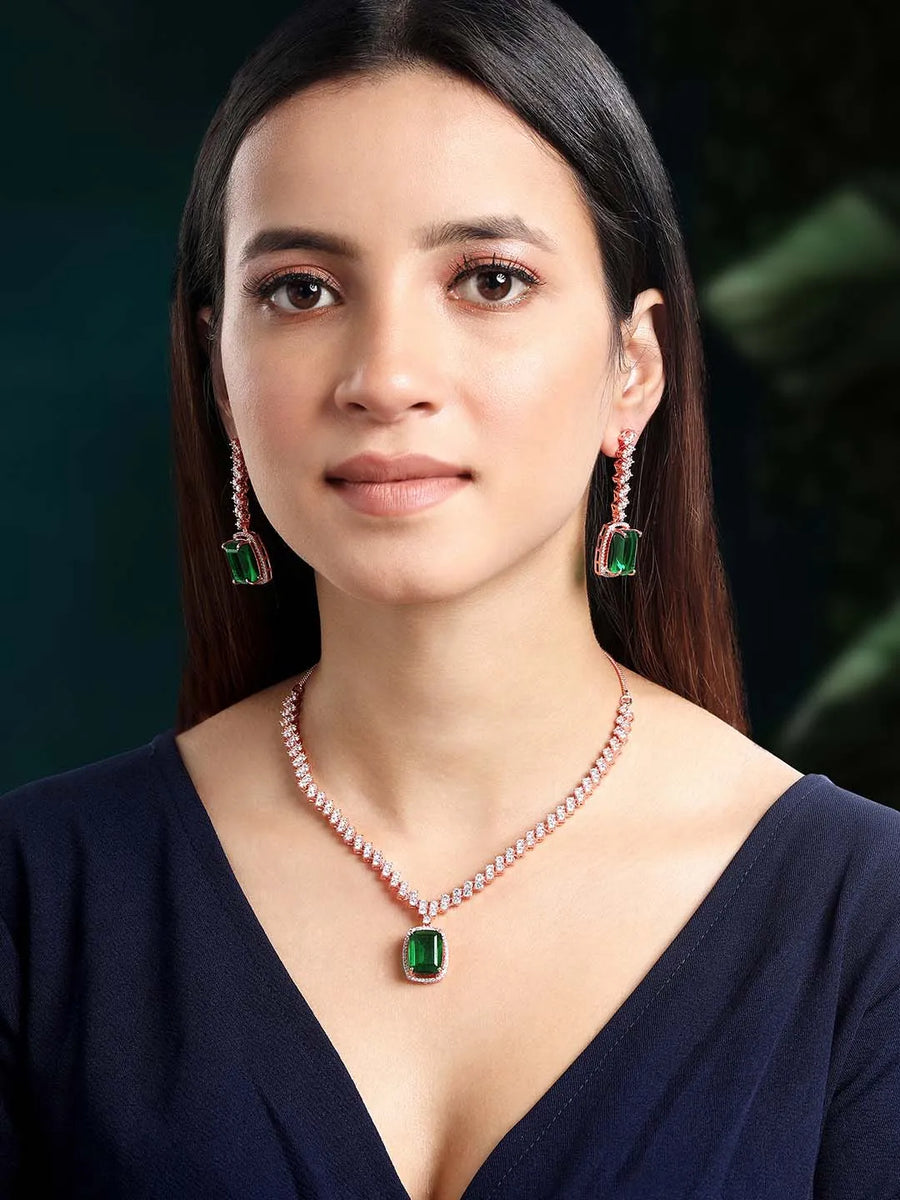 CZ Crystal Necklace Set – Radiant Crystal Jewellery by Peora
