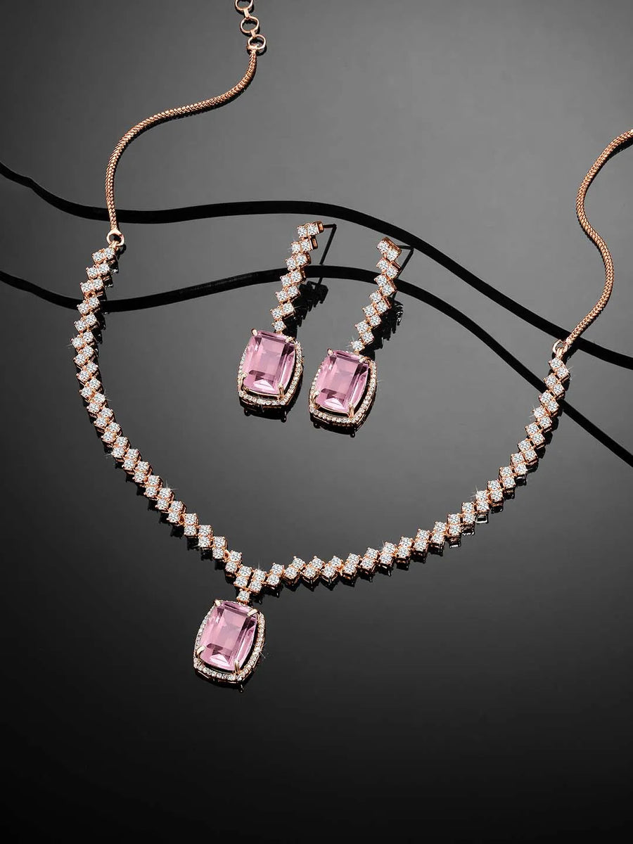 CZ Crystal Necklace Set – Radiant Crystal Jewellery by Peora
