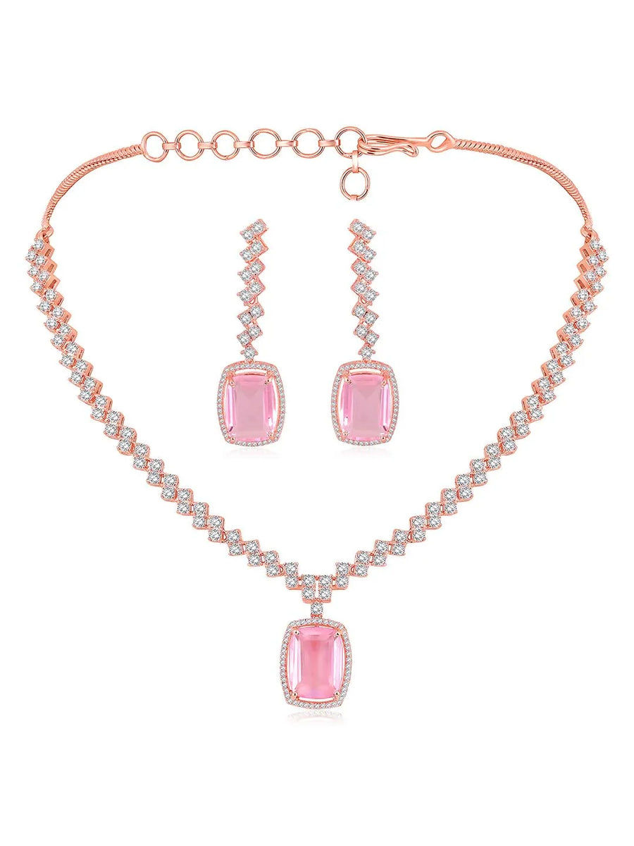 CZ Crystal Necklace Set – Radiant Crystal Jewellery by Peora
