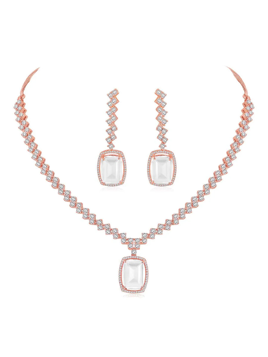 CZ Crystal Necklace Set – Radiant Crystal Jewellery by Peora
