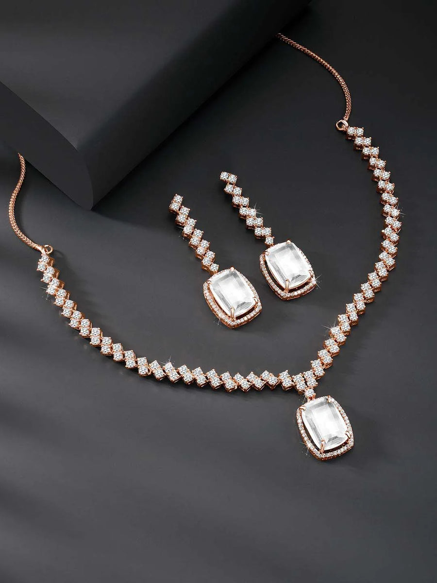 CZ Crystal Necklace Set – Radiant Crystal Jewellery by Peora
