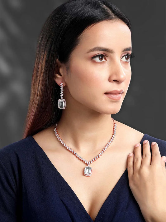 CZ Crystal Necklace Set – Radiant Crystal Jewellery by Peora
