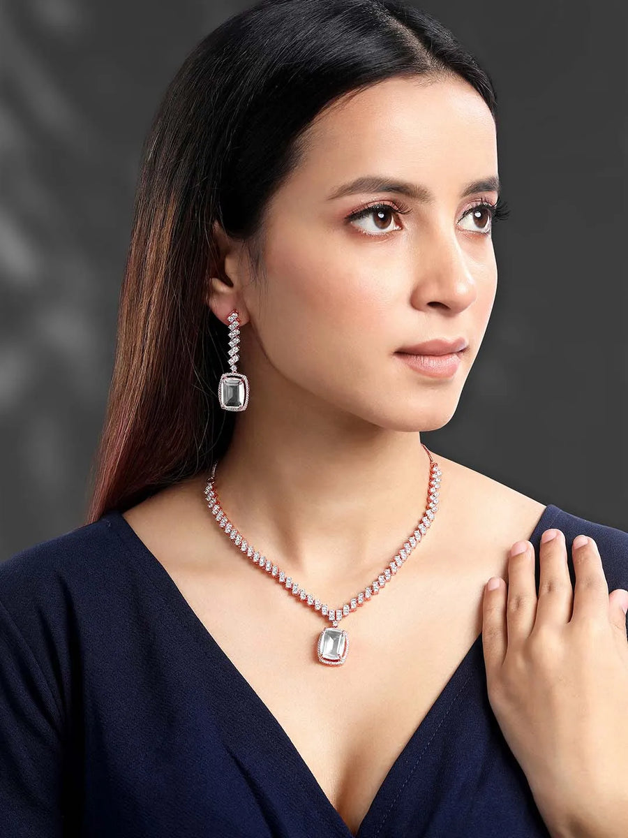 CZ Crystal Necklace Set – Radiant Crystal Jewellery by Peora
