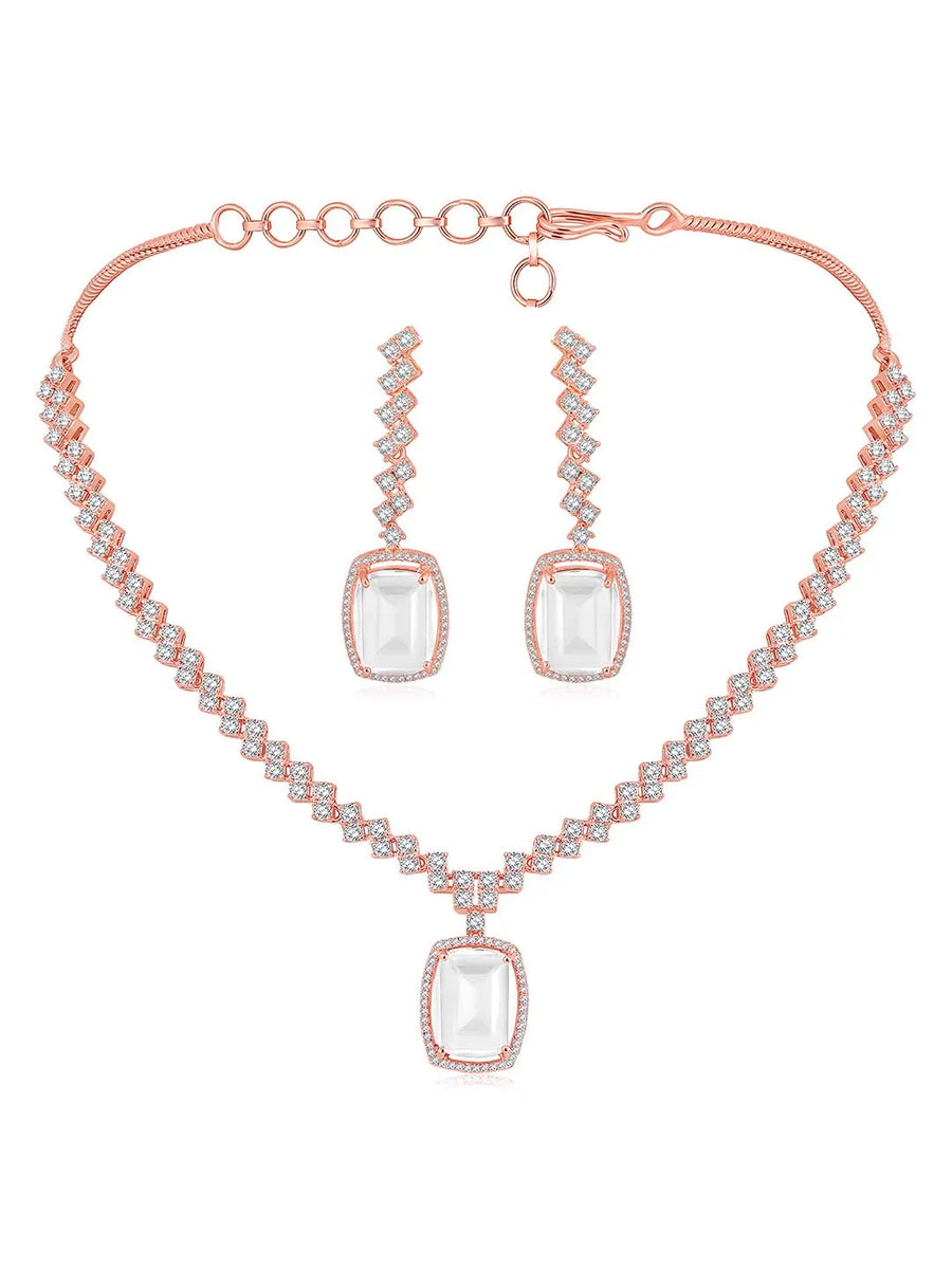 CZ Crystal Necklace Set – Radiant Crystal Jewellery by Peora
