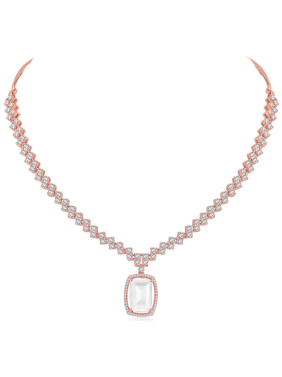 CZ Crystal Necklace Set – Radiant Crystal Jewellery by Peora
