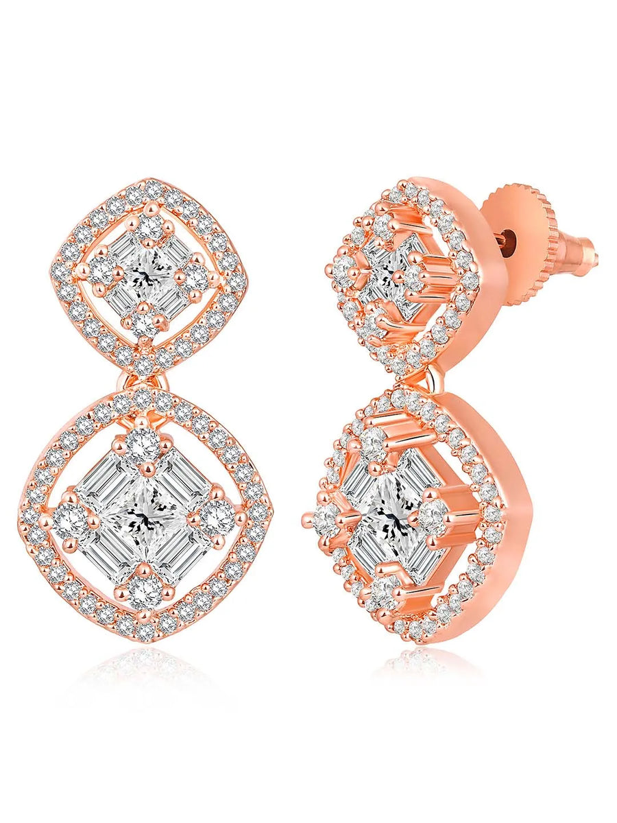 CZ Gilded Drop Earrings – Elegant Gold-Toned Jewellery by Peora
