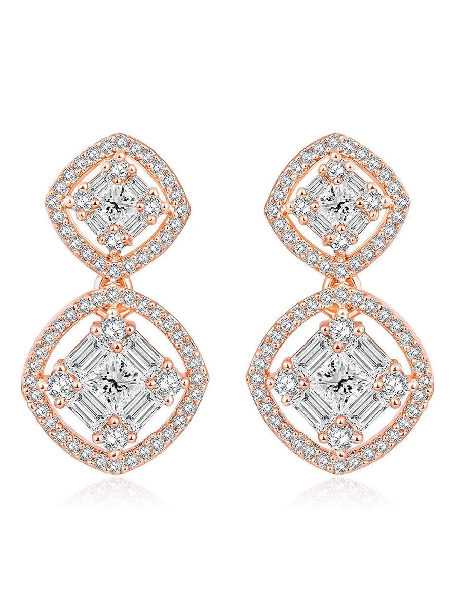 CZ Gilded Drop Earrings – Elegant Gold-Toned Jewellery by Peora
