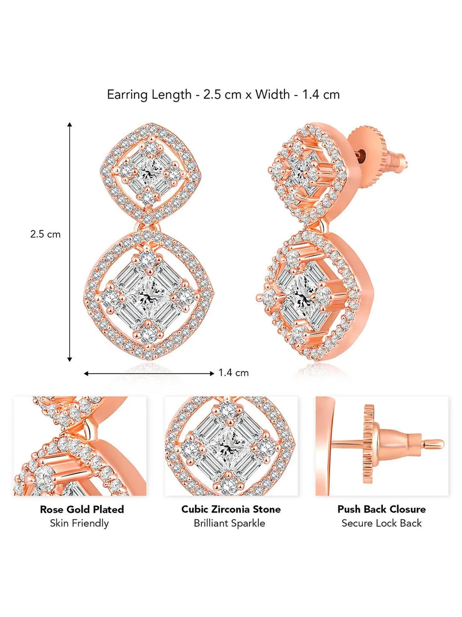 CZ Gilded Drop Earrings – Elegant Gold-Toned Jewellery by Peora
