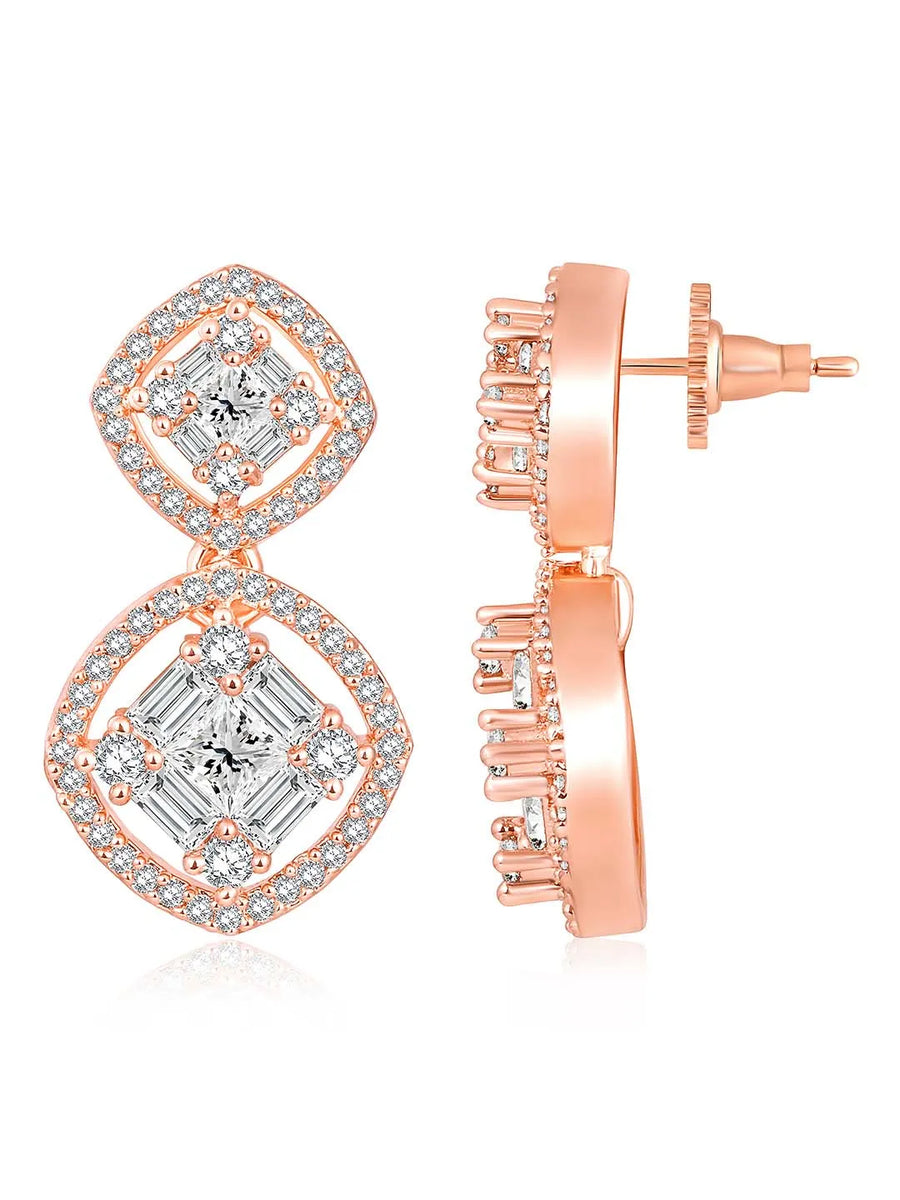 CZ Gilded Drop Earrings – Elegant Gold-Toned Jewellery by Peora
