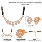 Sparkling CZ Wedding Mangalsutra. A set of sparkling CZ wedding mangalsutra, with earrings, rose gold colour and cubic zirconia stones.