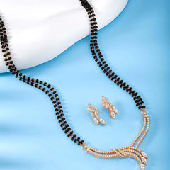 CZ Sleek Curve Rose Gold Mangalsutra Set