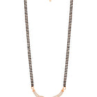 Brilliant Dazzling CZ Mangalsutra Set. Rose gold CZ mangalsutra set with black beads and matching earrings