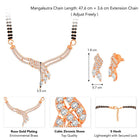 Brilliant Dazzling CZ Mangalsutra Set. Rose gold CZ mangalsutra set with black beads and matching earrings