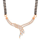 Brilliant Dazzling CZ Mangalsutra Set. Rose gold CZ mangalsutra set with black beads and matching earrings