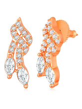 Brilliant Dazzling CZ Mangalsutra Set. Rose gold CZ mangalsutra set with black beads and matching earrings